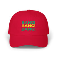 Bang! Bang! Bang! embroidered golf dad cap — lifestyle on course | Golf Subculture