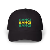 Bang! Bang! Bang! embroidered golf dad cap — back view | Golf Subculture