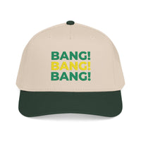 Bang! Bang! Bang! embroidered golf baseball snapback cap — back view | Golf Subculture