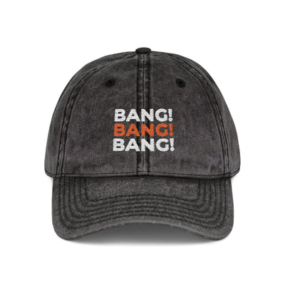 Bang! Bang! Bang! embroidered golf vintage cap — angled front view | Golf Subculture