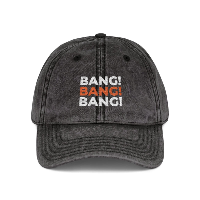 Embroidered Bang! Bang! Bang! Golf Vintage Cap in Black