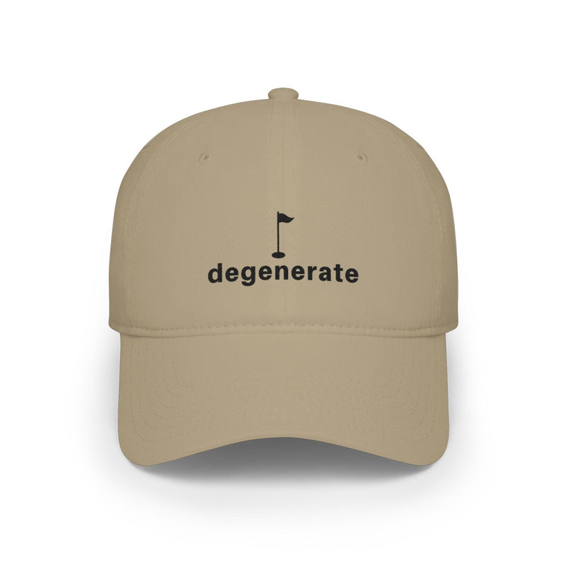 Embroidered Degenerate Golf Baseball Cap in Khaki