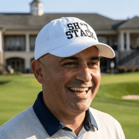 SH*T STACK golf dad cap black text - Golf Subculture