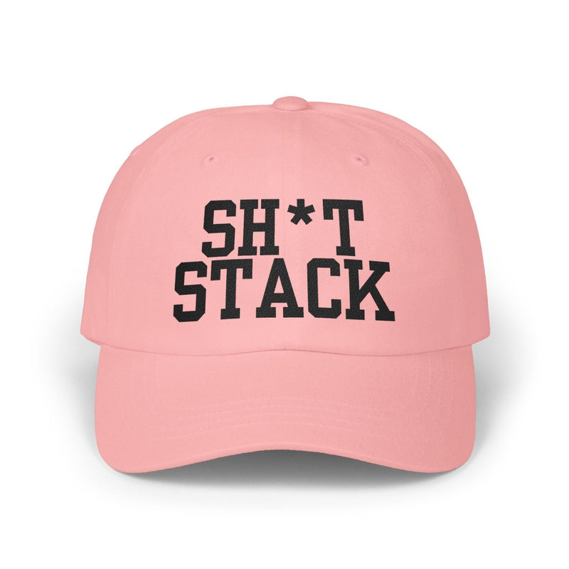Embroidered SHT STACK Golf Dad Cap Black Text in Pink